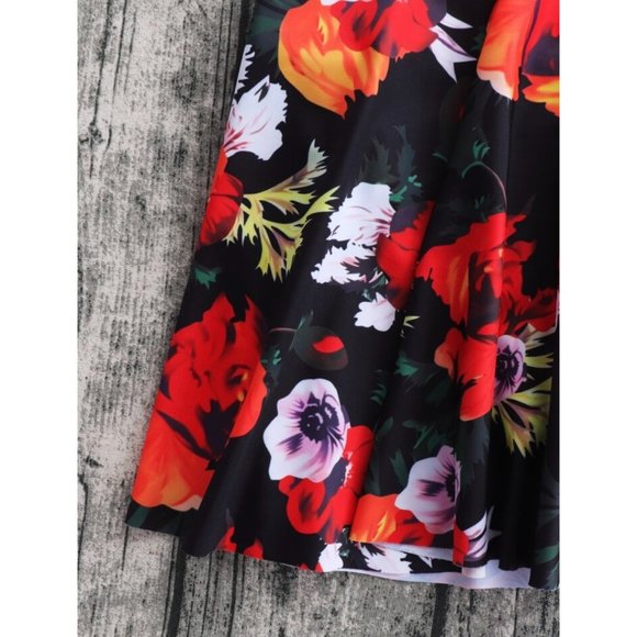 NEW Floral Print Contrast Tape One Piece Swimsuit S - Picture 5 of 6